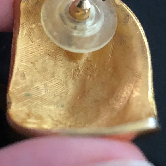 Brushed Goldtoned Wide Half-hoop Earrings - Picture 6 of 7